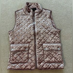 Active USA Crushed Velvet Light Pink Quilted Vest
